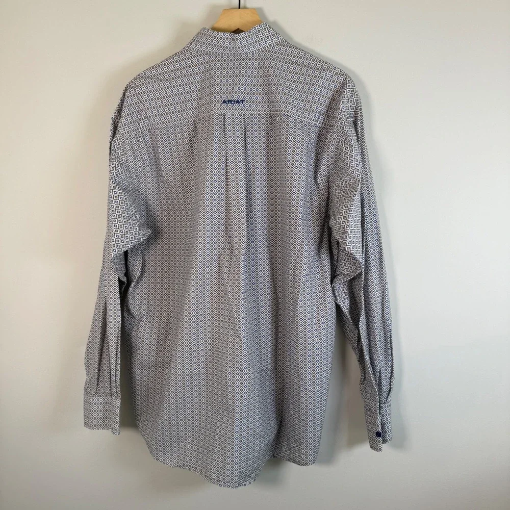 Ariat Men's Geometric Print Button Down Shirt Top Large Long‎ Sleeve 100% Cotton